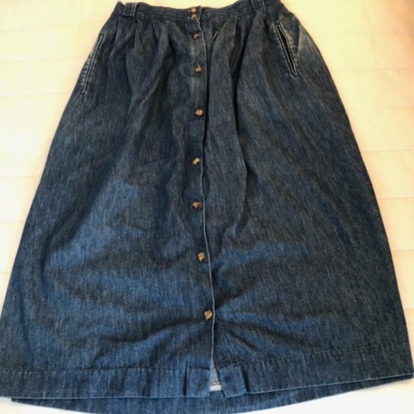 L.L. Bean Denim Button down Skirt - Picture 1 of 2